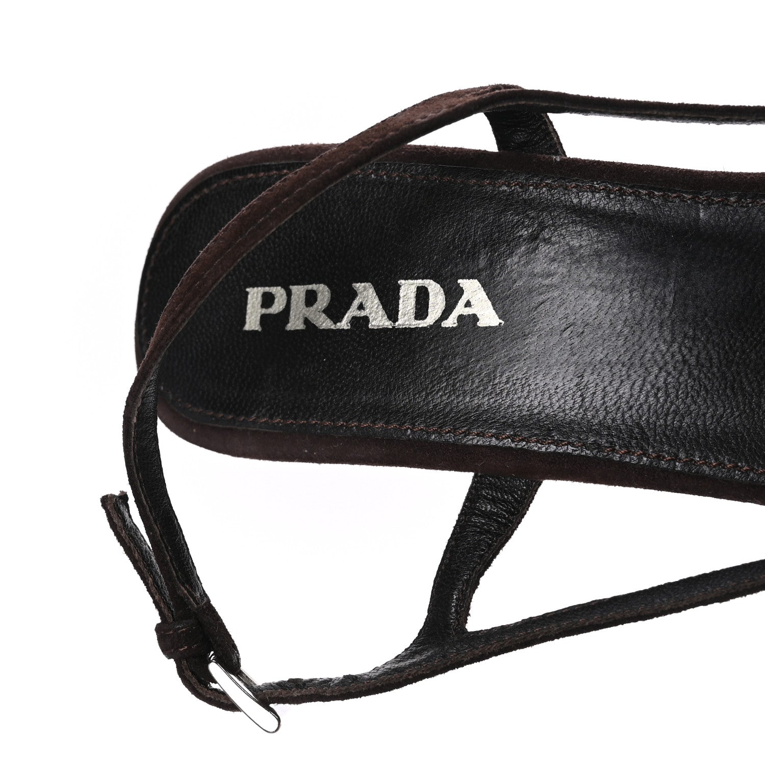 Prada Suede Cork Wedge Sandals 36.5 Brown 6 of 8