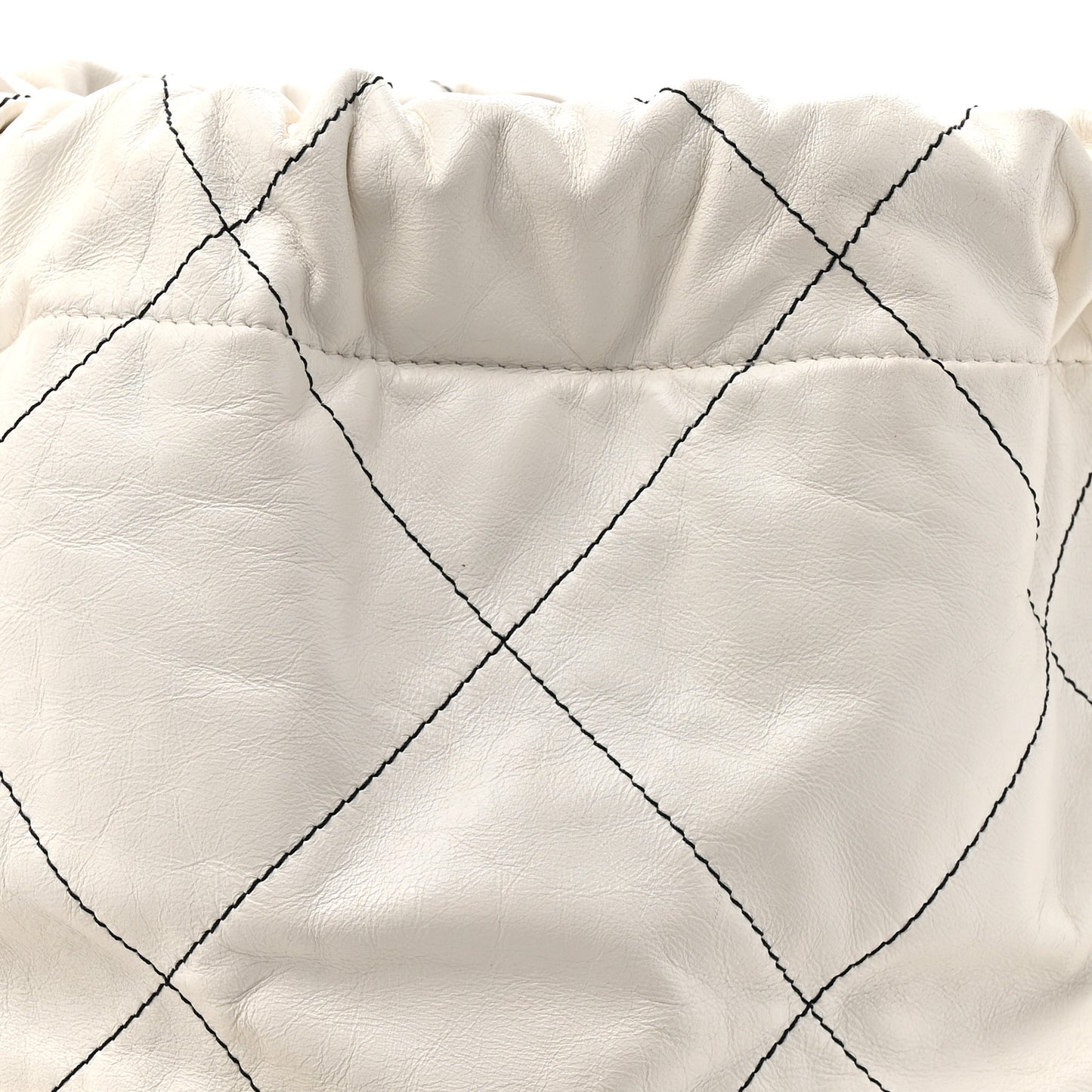 Shiny Calfskin Quilted Small Chanel 22 White Black