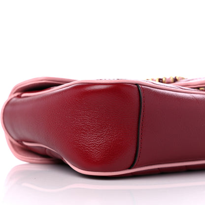 Gucci Azalea Calfskin Enamel Matelasse Diagonal Small Torchon GG Marmont Shoulder Bag New Cherry Red Wild Rose 8 of 9