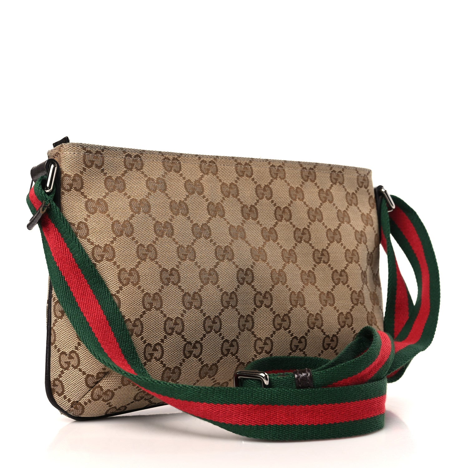 Gucci Monogram Web Small Flat Messenger Crossbody Dark Brown 3 of 9