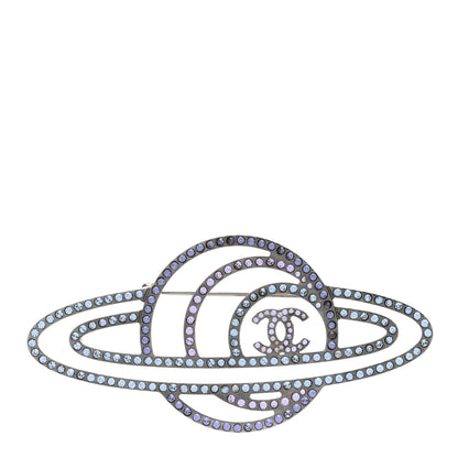 Chanel Crystal CC Planet Brooch Purple Light Blue Silver 1 of 5