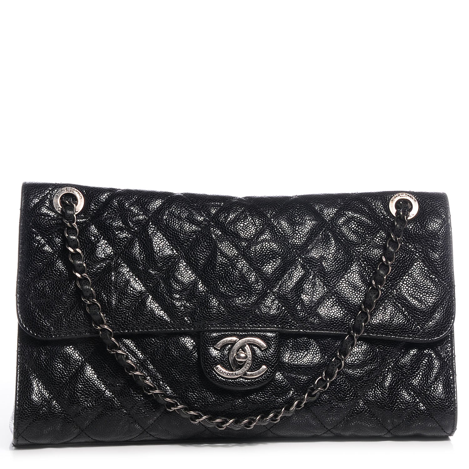 Chanel Crumpled Grained Calfskin CC Crave Jumbo Flap Black 1 of 8