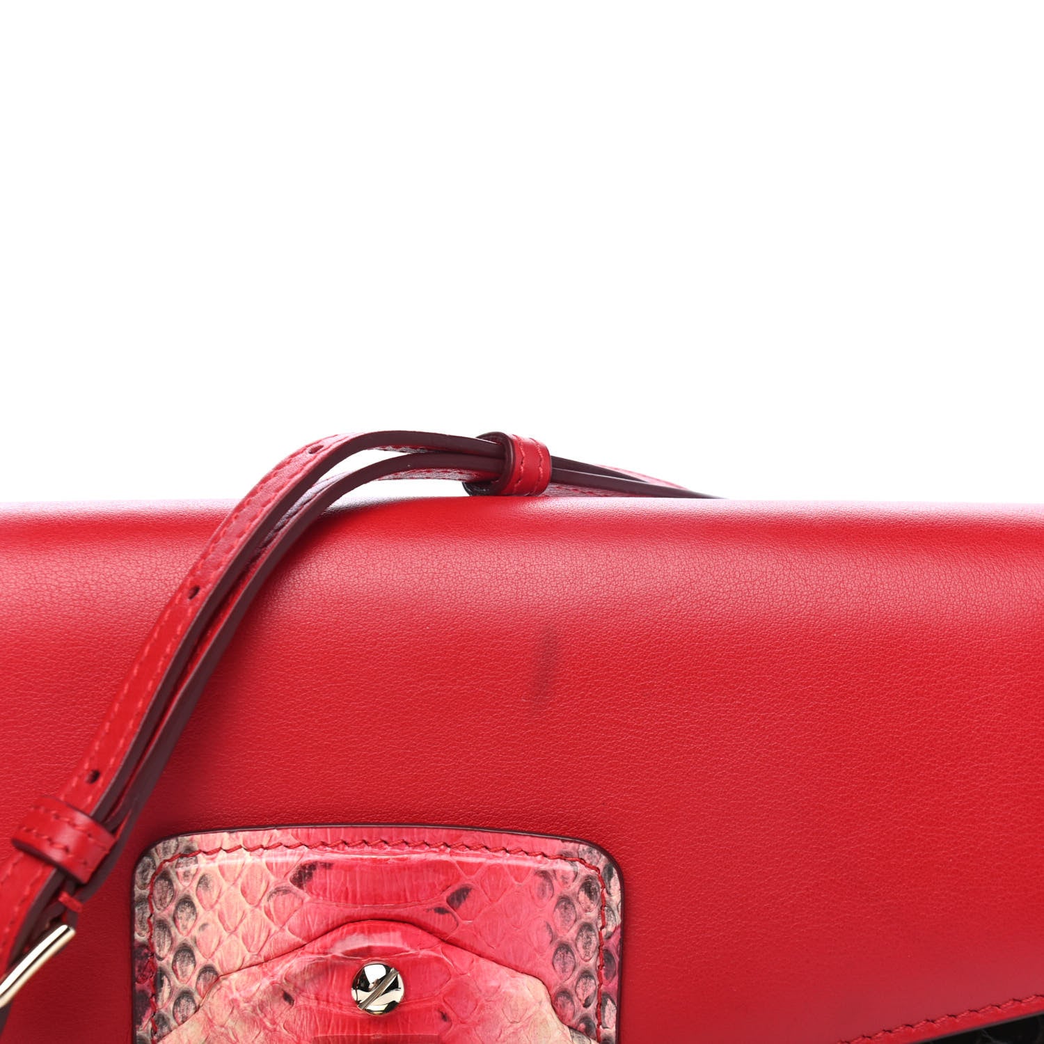 Dolce & Gabbana Calfskin Snakeskin Crocodile Embossed Lucia Shoulder Bag Red Black Multicolor 5 of 5