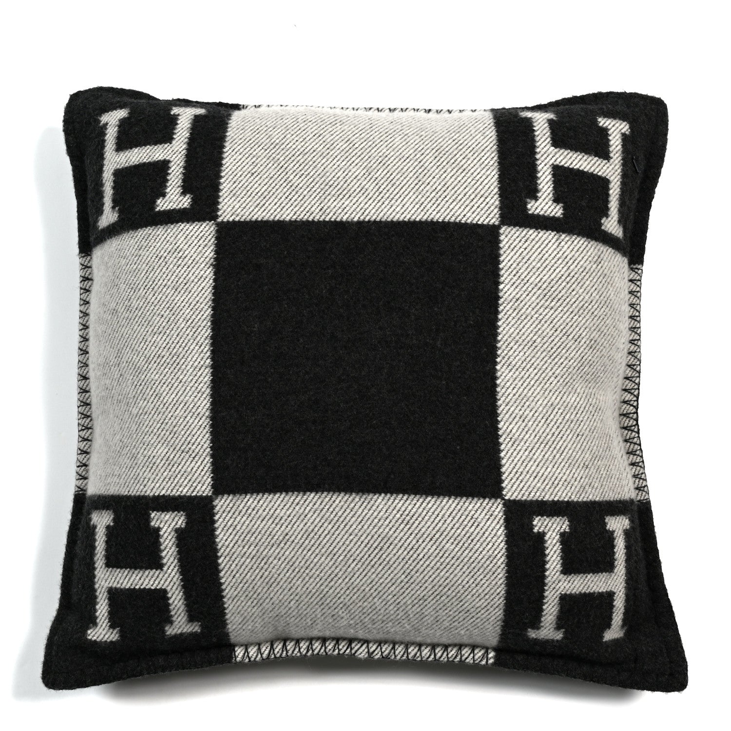 Hermes Wool Cashmere Avalon Pillow PM Ecru Gris Fonce 2 of 3