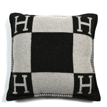 Hermes Wool Cashmere Avalon Pillow PM Ecru Gris Fonce 2 of 3