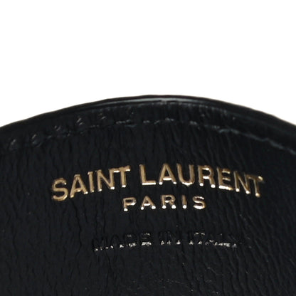Saint Laurent Calfskin Crocodile Embossed Monogram Tiny Cassandra Credit Card Case Black 7 of 11
