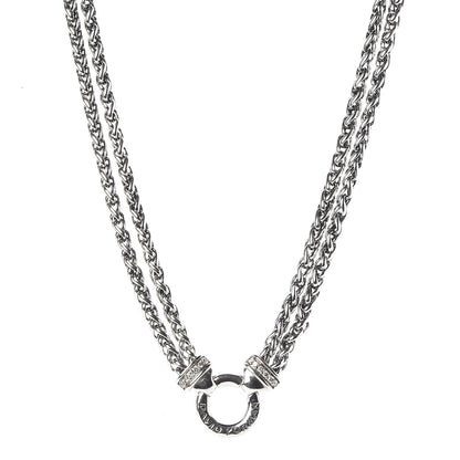 David Yurman Sterling Silver Diamond 18mm Double Wheat Chain Necklace 1 of 5