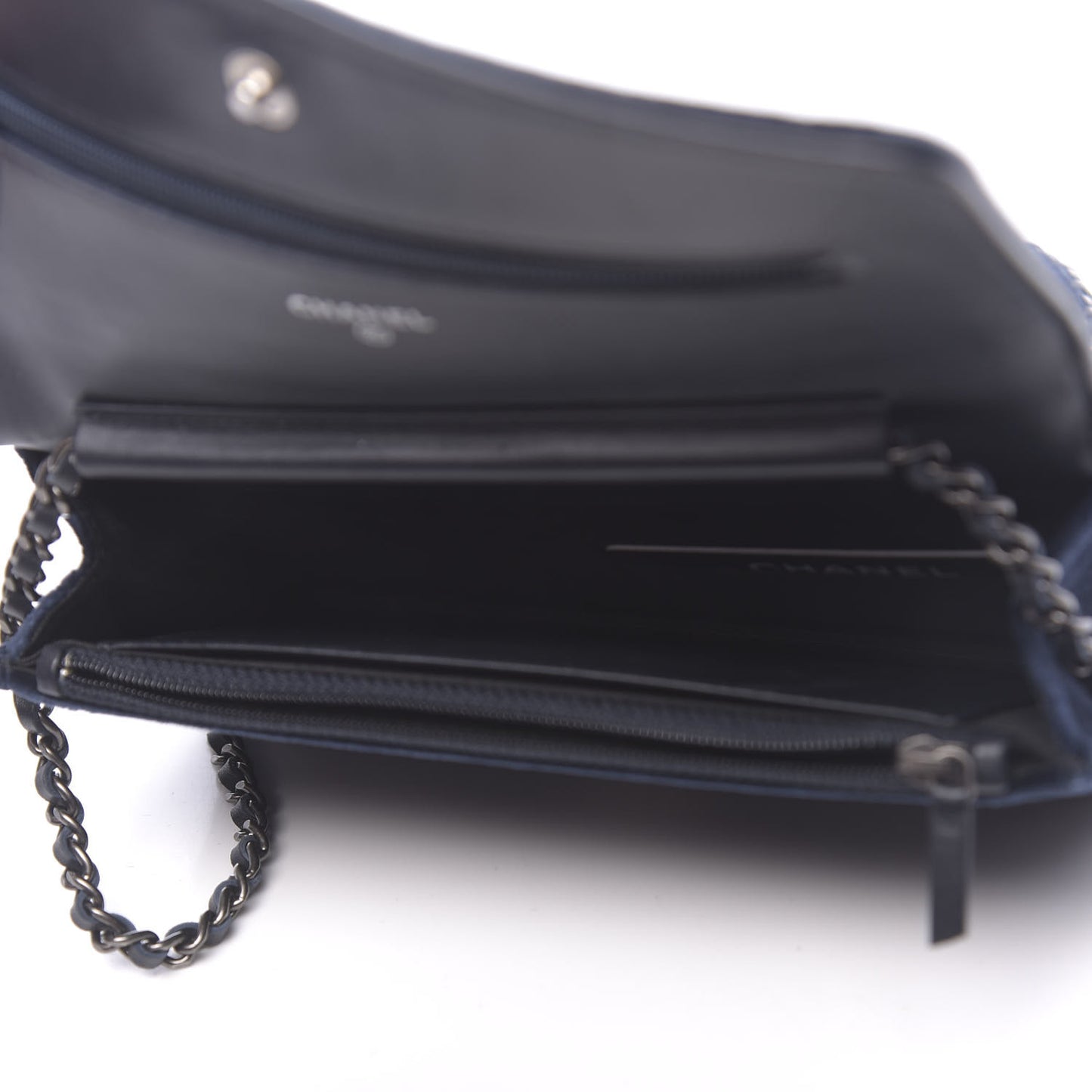 Velvet Quilted Boy Wallet On Chain WOC Navy