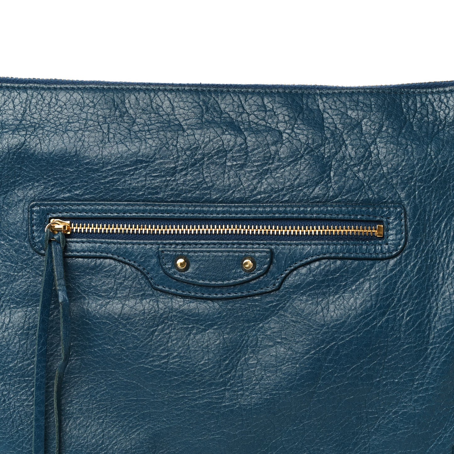 Agneau Classic Hardware Small Pouch Bleu Profond