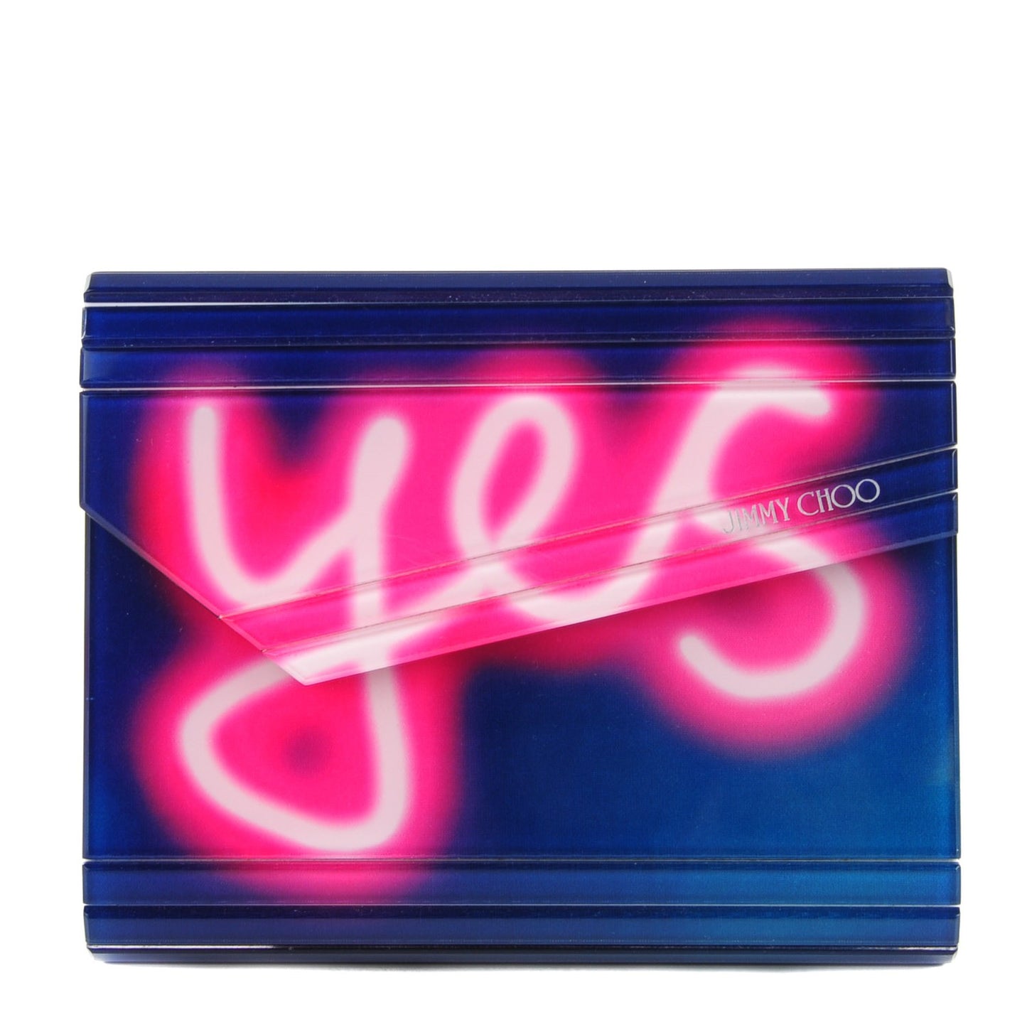 Acrylic Neon Light Candy Yes/No Clutch Navy Raspberry