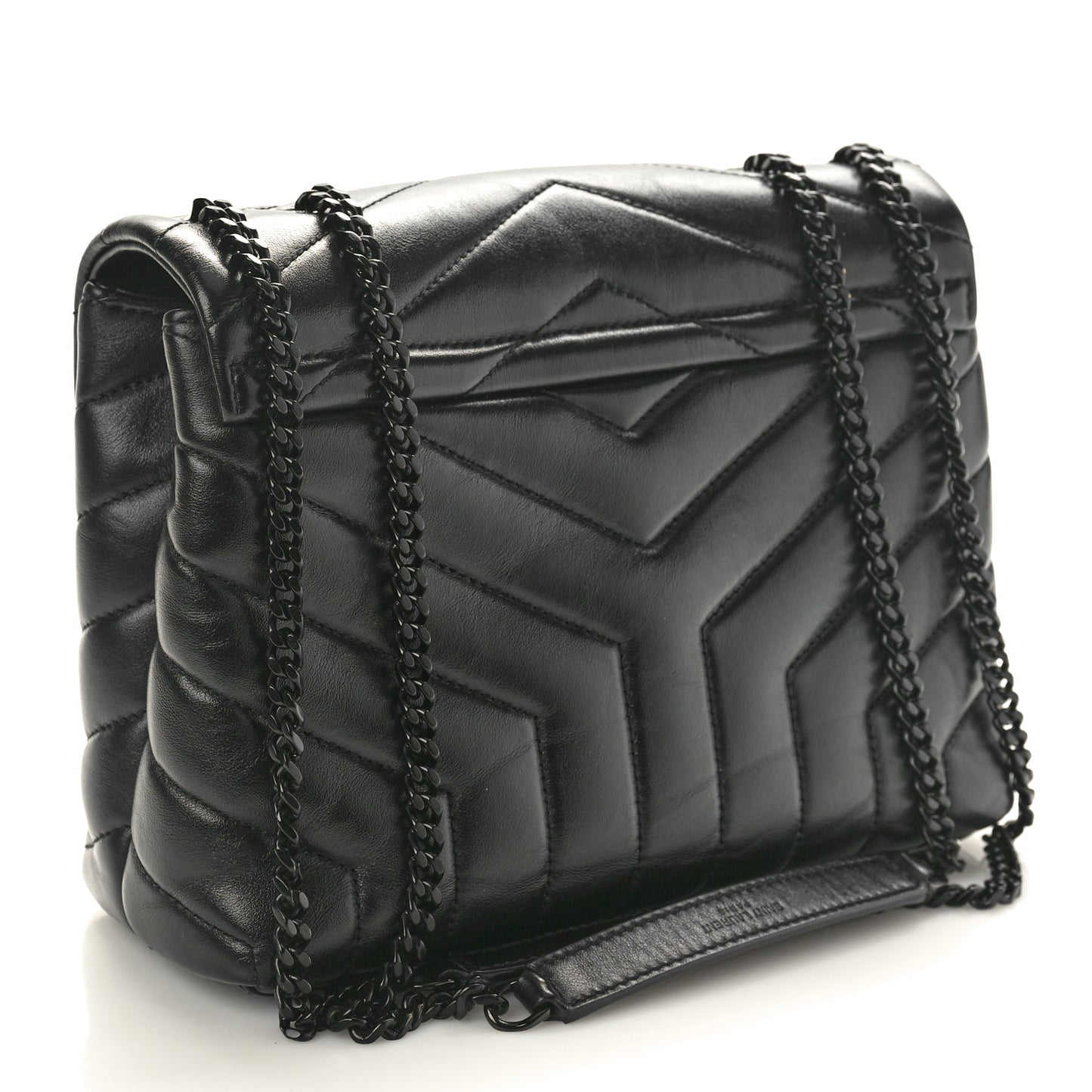 Calfskin Y Quilted Monogram Monochrome Small Loulou Chain Satchel Black