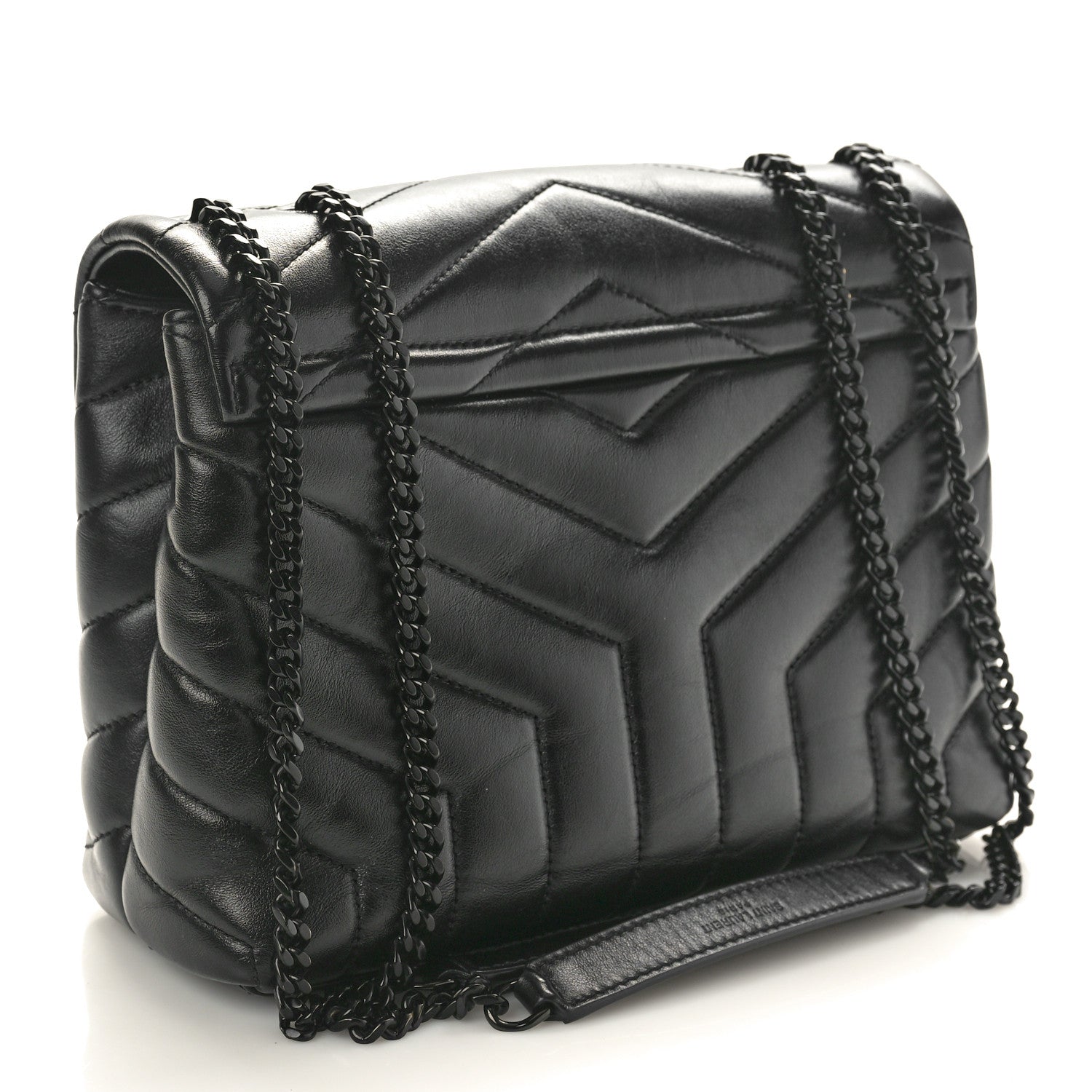 Saint Laurent Calfskin Y Quilted Monogram Monochrome Small Loulou Chain Satchel Black 2 of 10