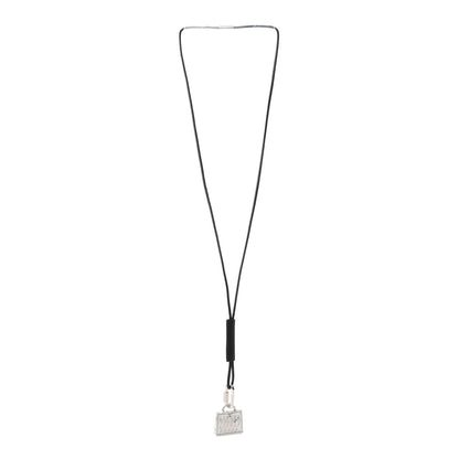 Hermes Palladium Kelly Curiosite Charm Pendant Necklace Black 4 of 9