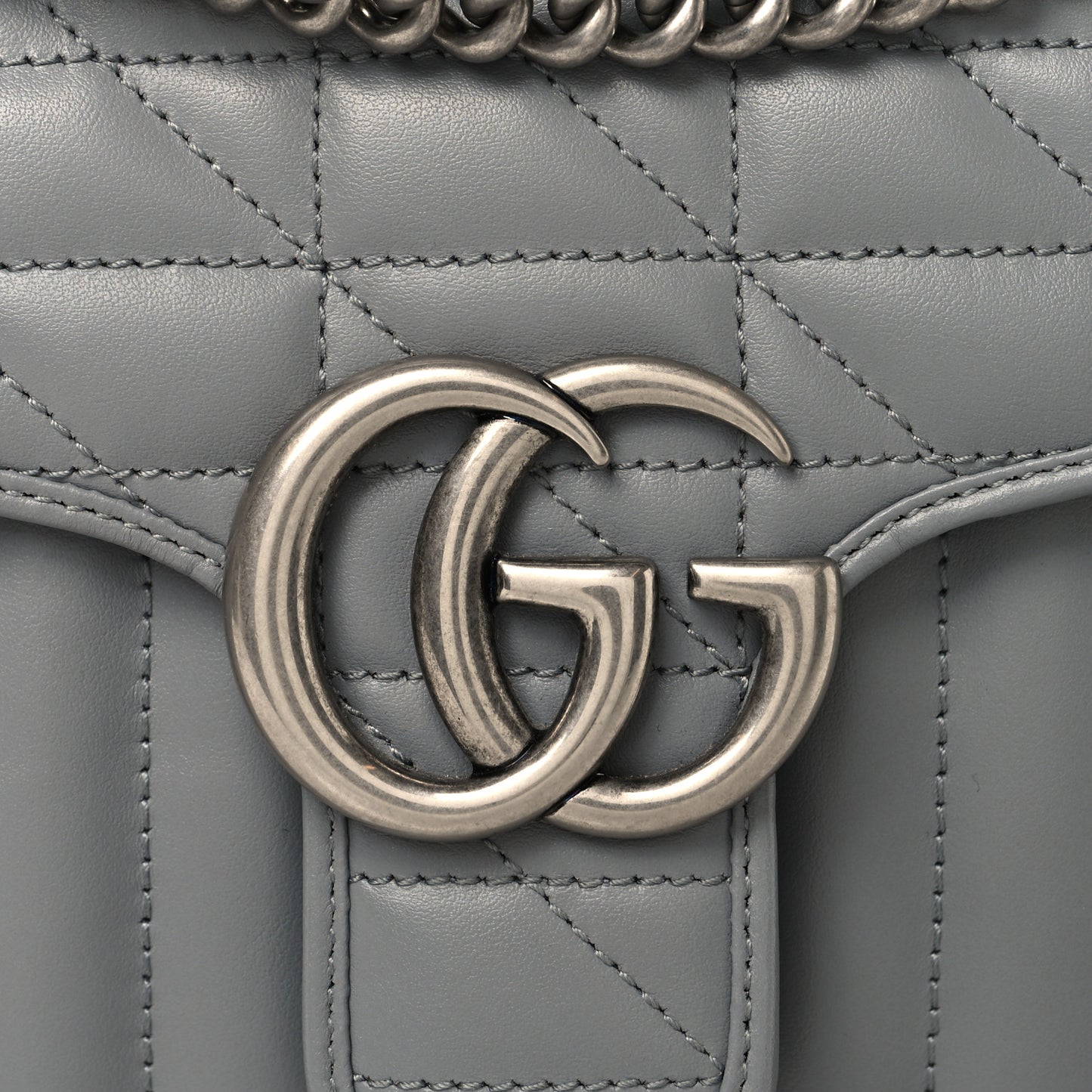 Calfskin Matelasse Aria Small GG Marmont Shoulder Bag Deep Grey