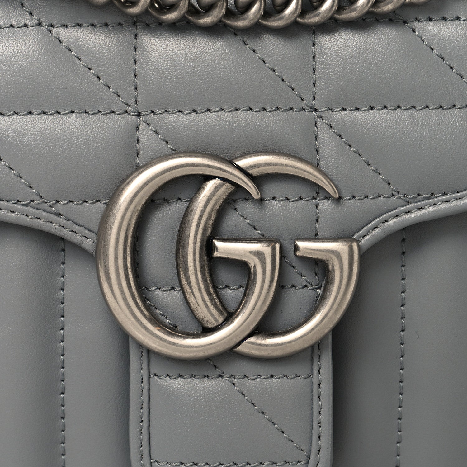 Gucci Calfskin Matelasse Aria Small GG Marmont Shoulder Bag Deep Grey 8 of 10