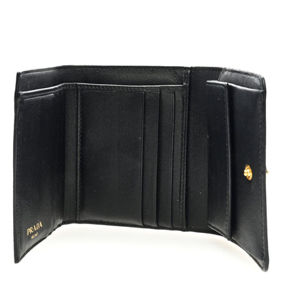 Prada Vitello Move Tri-Fold Compact Wallet Black 5 of 6