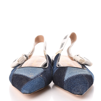 Christian Dior Denim Ribbon Patchwork J'Adior Slingback Ballet Flats 36 Deep Blue 2 of 9