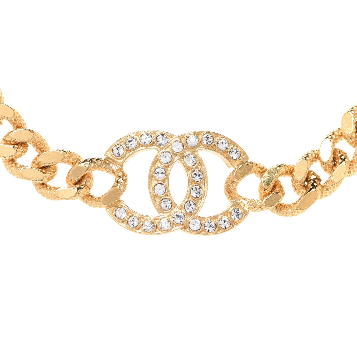 Chanel Crystal Chain Link CC Choker Necklace Gold 4 of 6