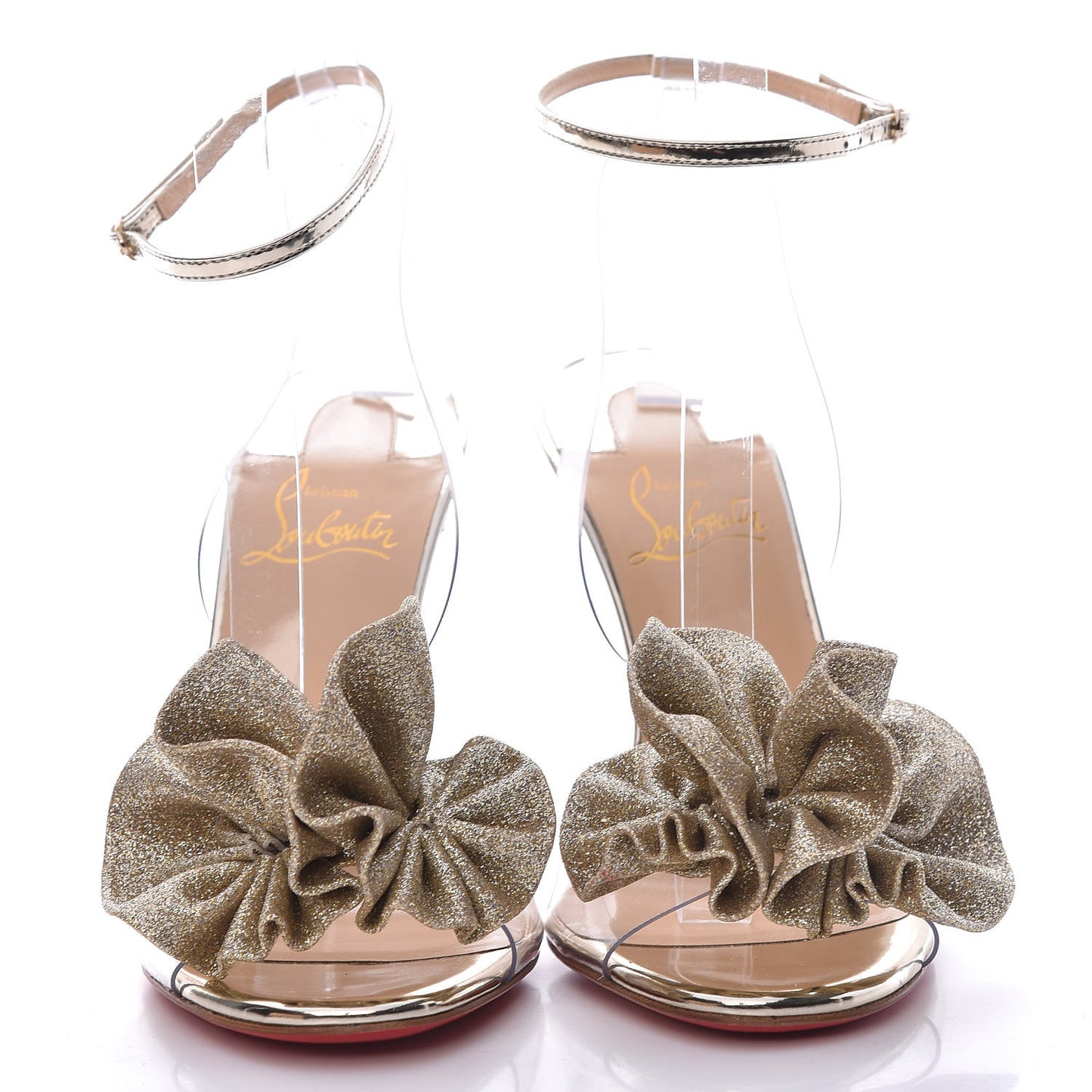 Metallic Calfskin Glitter Tonic PVC Fossiliza 100 Sandals 36 Version Light Gold