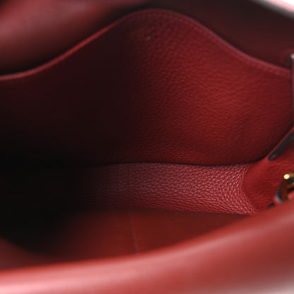 Hermes Taurillon Clemence Halzan 25 Rouge H 5 of 10