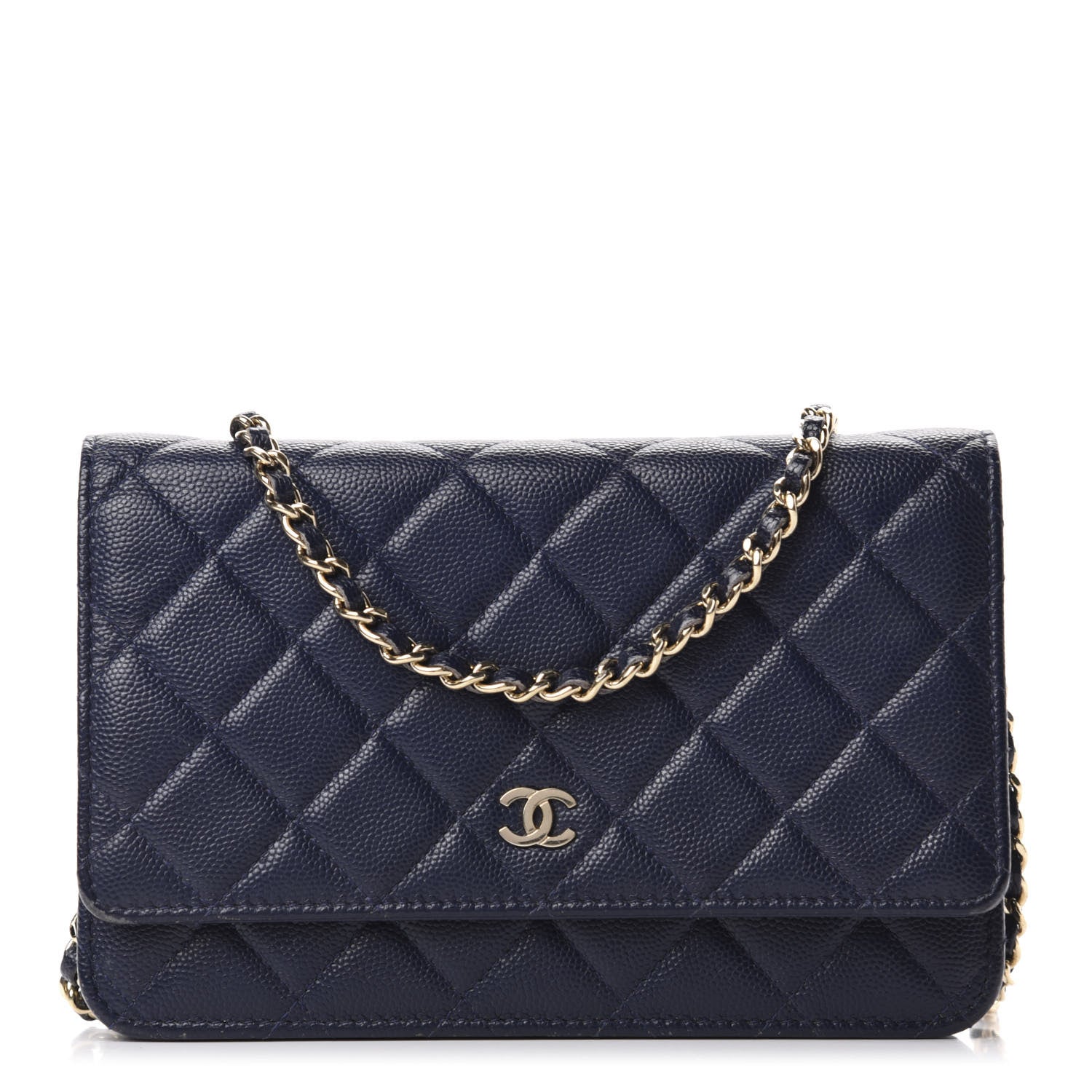 Chanel Caviar Quilted Wallet On Chain WOC Navy Blue 1 of 13