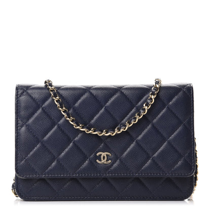 Chanel Caviar Quilted Wallet On Chain WOC Navy Blue 1 of 13