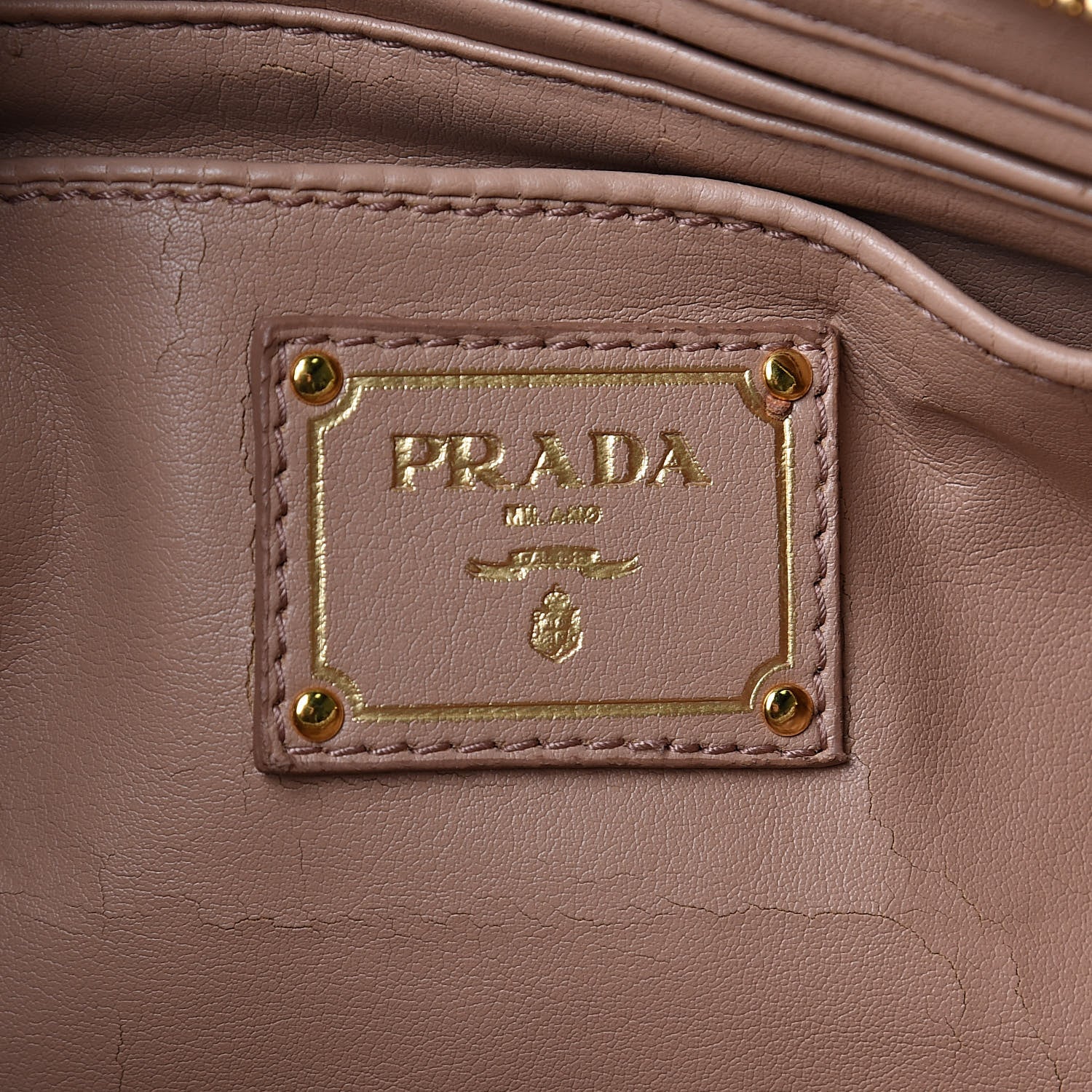 Prada Nappa Gaufre Ruched Clutch Pomice 6 of 10