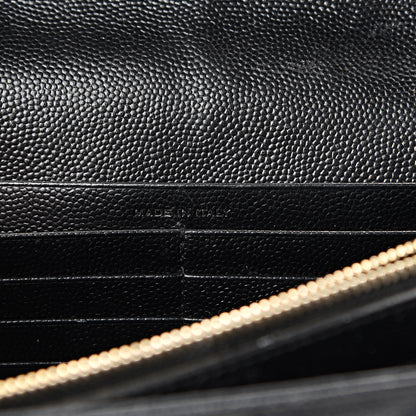 Saint Laurent Grain De Poudre Matelasse Chevron Monogram Chain Wallet Black 6 of 19