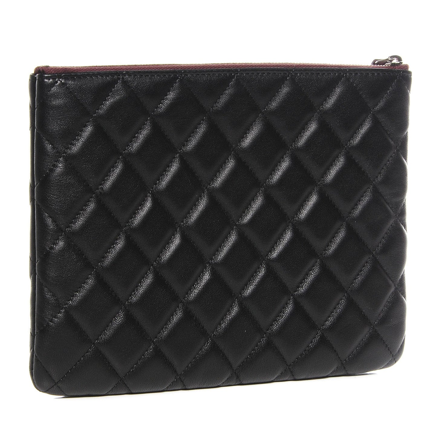 Lambskin Quilted Medium Cosmetic Case Black