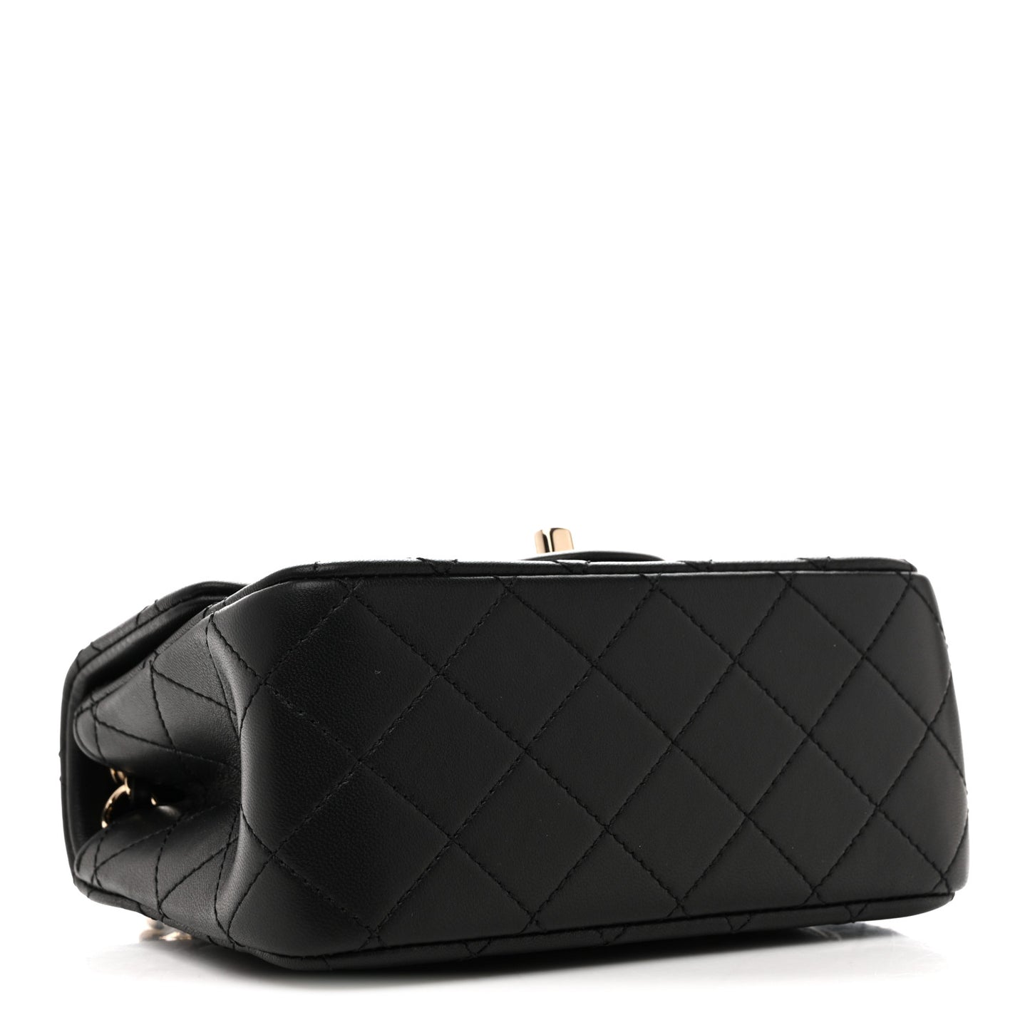 Lambskin Quilted Enamel Mini Pearl Crush Flap Black