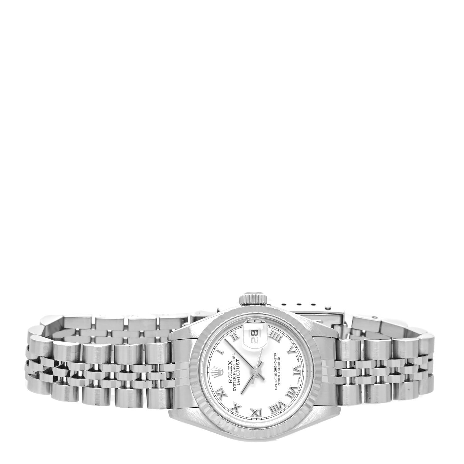 Rolex Stainless Steel 18K White Gold 26mm Oyster Perpetual Datejust Watch White Roman 79174 2 of 4