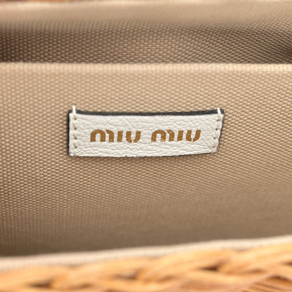 Miu Miu City Calfskin Wicker Midollino Bag White 6 of 13