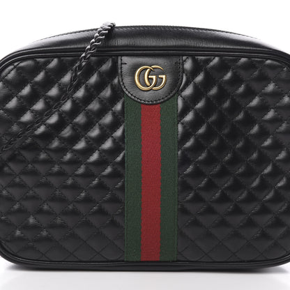 Gucci Calfskin Web Trapuntata Small GG Shoulder Bag Black 8 of 11