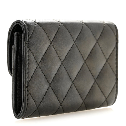Chanel Metallic Calfskin Quilted Reissue Card Holder Wallet Charcoal 3 of 10