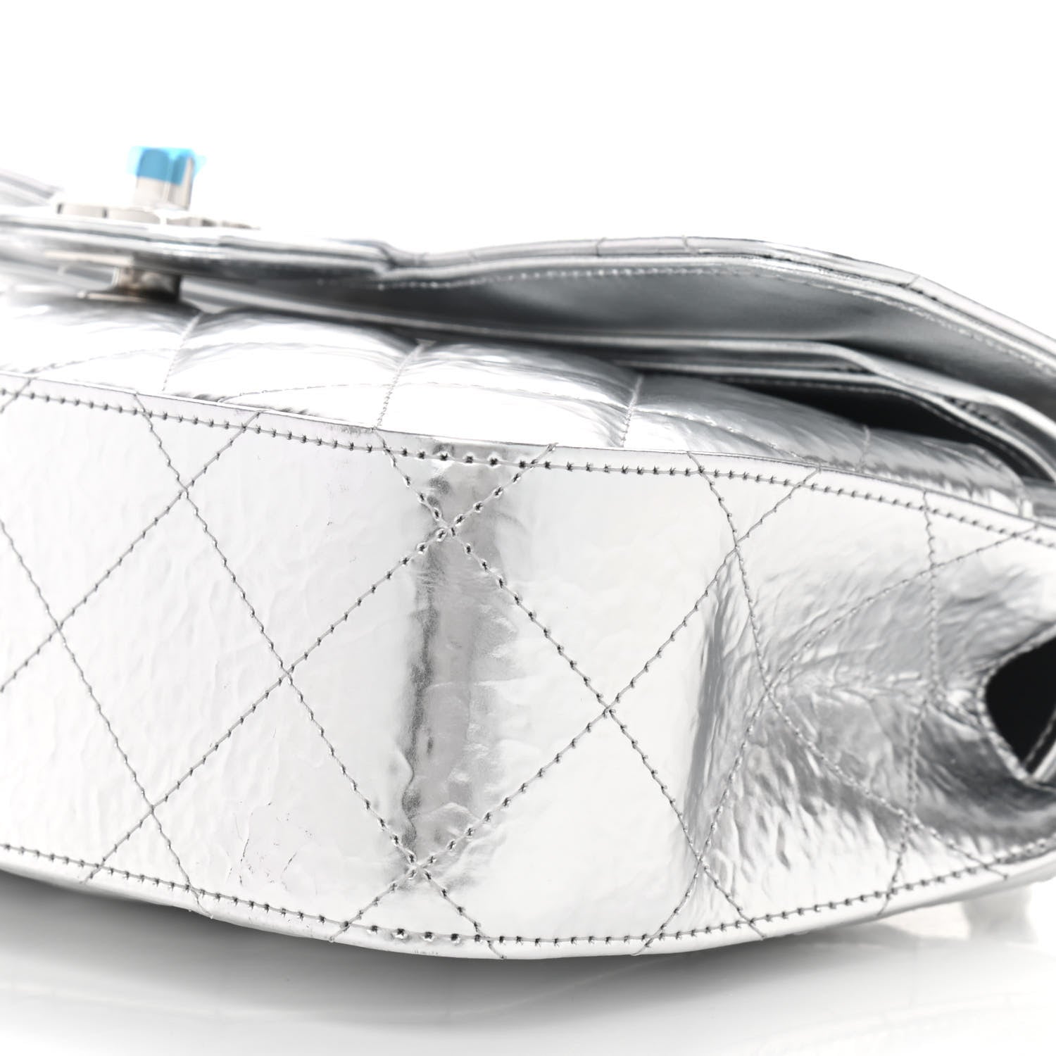 Chanel Hammered Metallic Calfskin Quilted Small Double Flap Silver 8 of 8