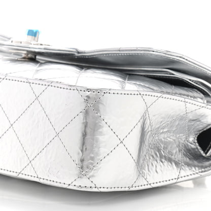 Chanel Hammered Metallic Calfskin Quilted Small Double Flap Silver 8 of 8