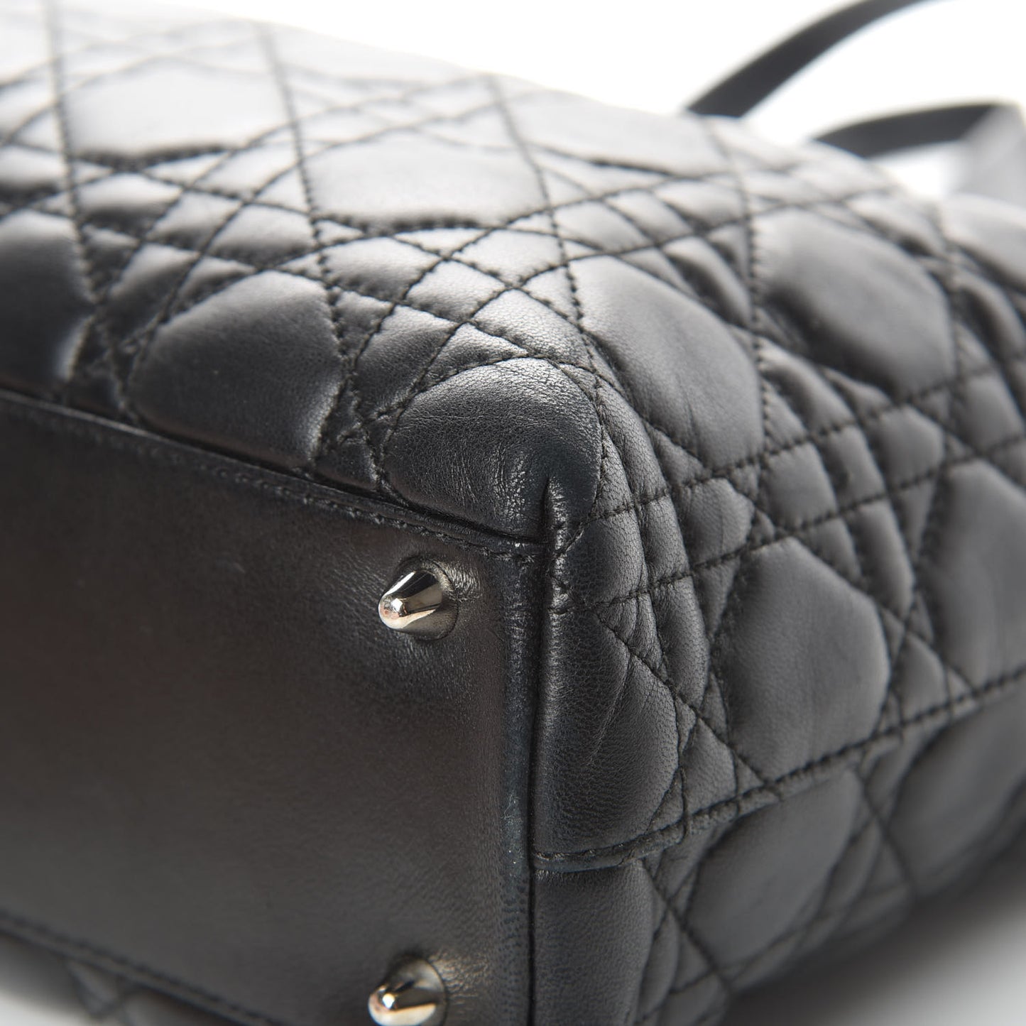 Lambskin Cannage Large Lady Dior Shopper Tote Black