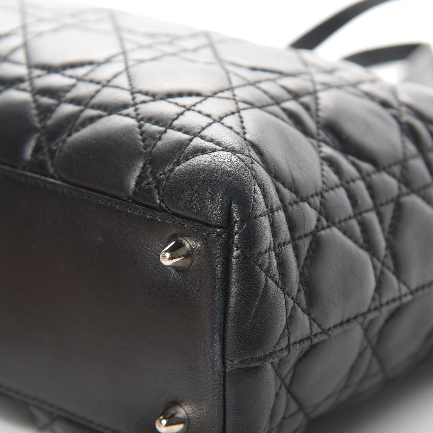 Christian Dior Lambskin Cannage Large Lady Dior Shopper Tote Black 10 of 15