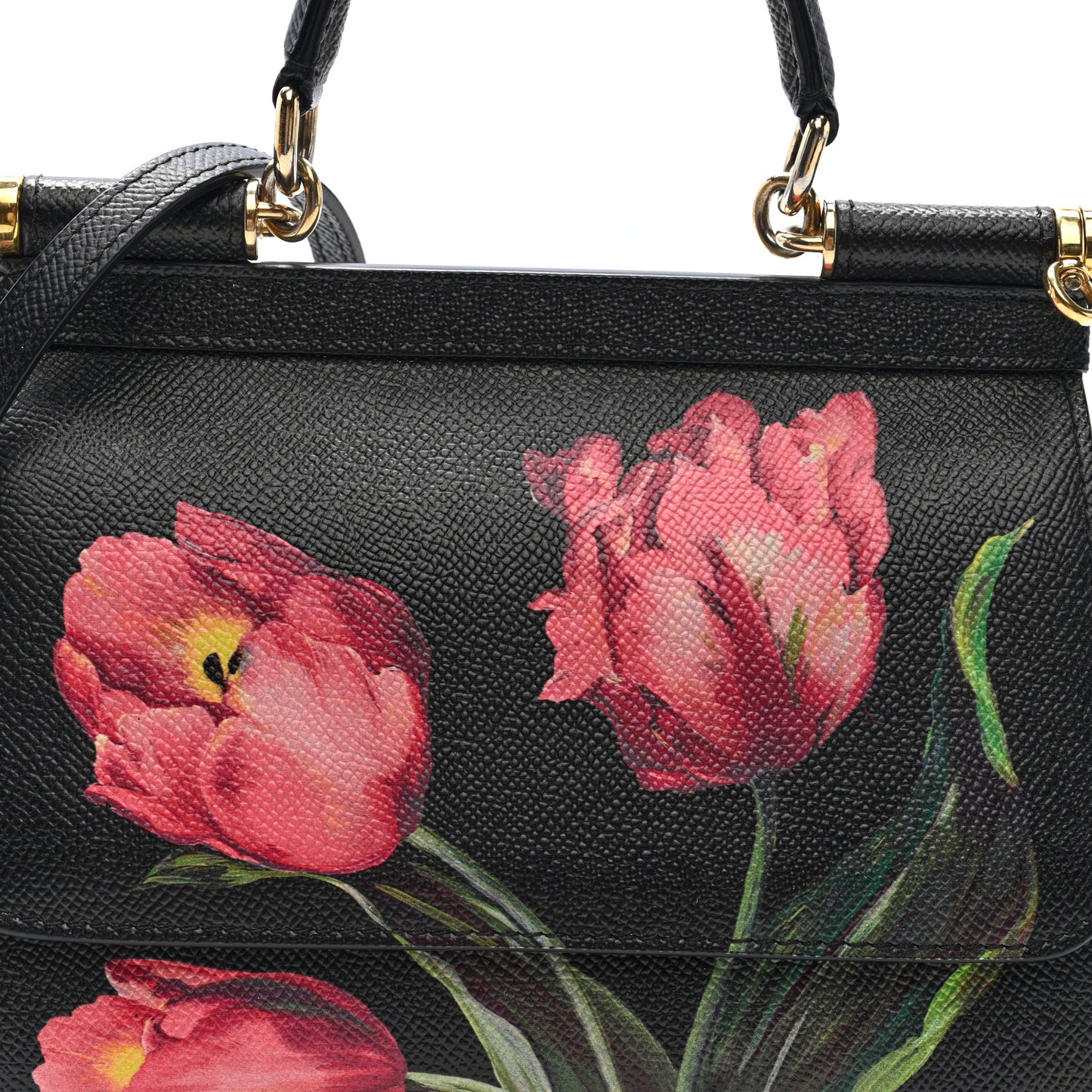 Dauphine Tulip Print Small Miss Sicily Satchel Black