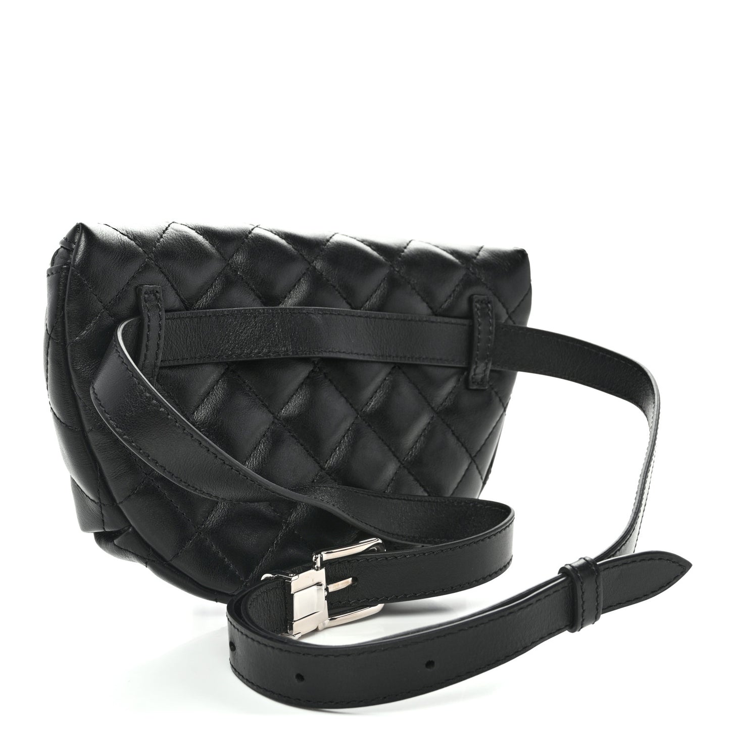 Calfskin Quilted Uniform Waist Belt Bag Black