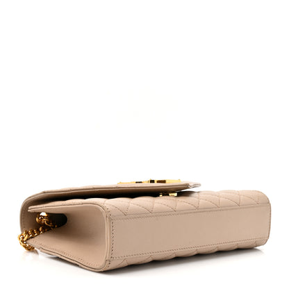 Saint Laurent Grain De Poudre Textured Mixed Matelasse Triquilt Small Monogram Satchel Dark Beige 4 of 13