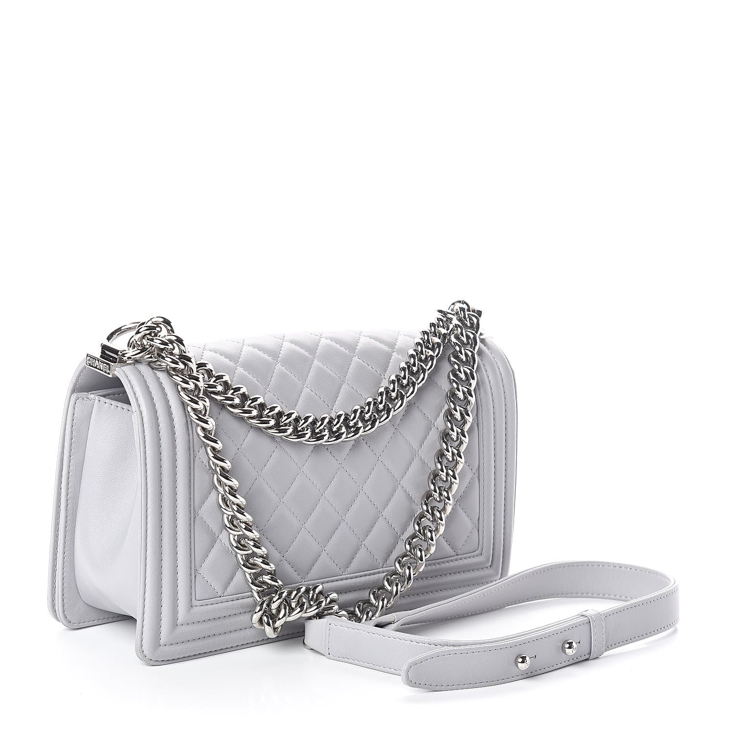 Chanel Lambskin Quilted Medium Boy Flap Grey 3 of 11