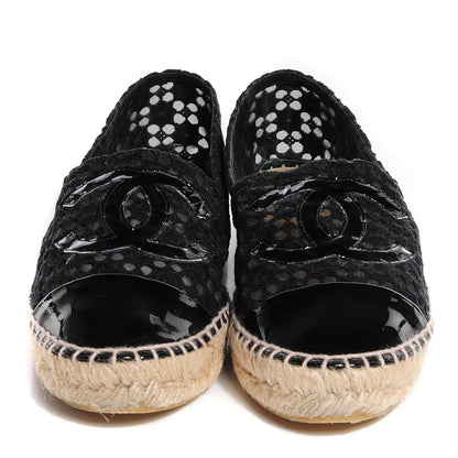 Chanel Lace Patent CC Espadrilles 38 Black 2 of 9