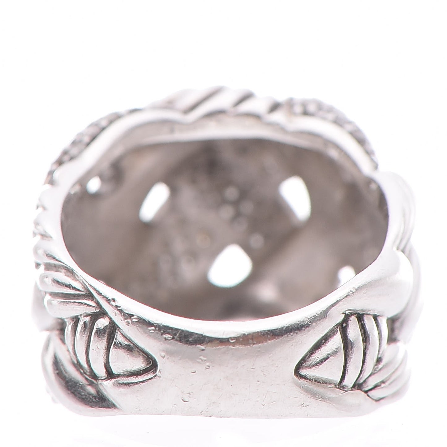 Sterling Silver Diamond Wide Woven Cable Ring 56 7.5