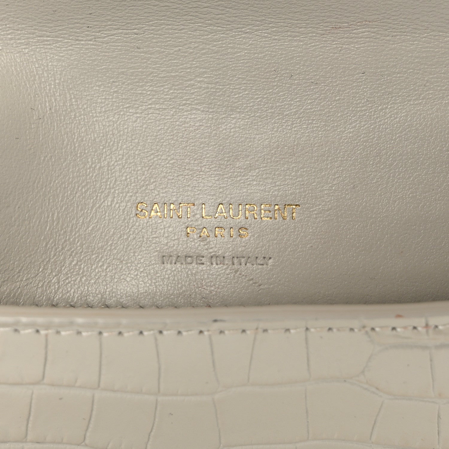 Saint Laurent Crocodile Embossed Monogram Phone Holder Crossbody Blanc Vintage 6 of 8