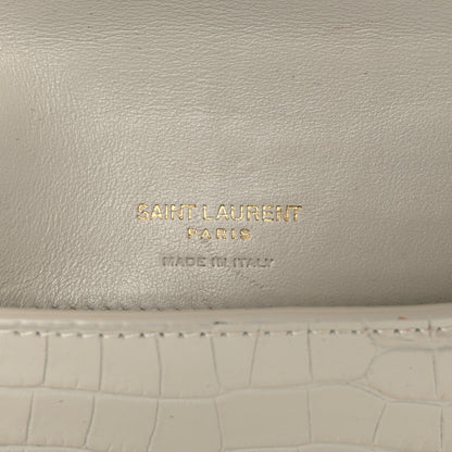 Saint Laurent Crocodile Embossed Monogram Phone Holder Crossbody Blanc Vintage 6 of 8