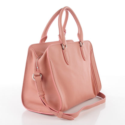 Alexander McQueen Pebbled Calfskin Small Skull Padlock Zip Around Tote Pink 3 of 9