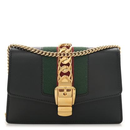 Gucci Calfskin Super Mini Sylvie Chain Shoulder Bag Black 1 of 10