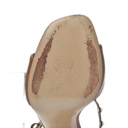 Valentino Garavani Grained Calfskin Rockstud Ankle Strap 5/105mm Sandals 38.5 Tobacco 9 of 16