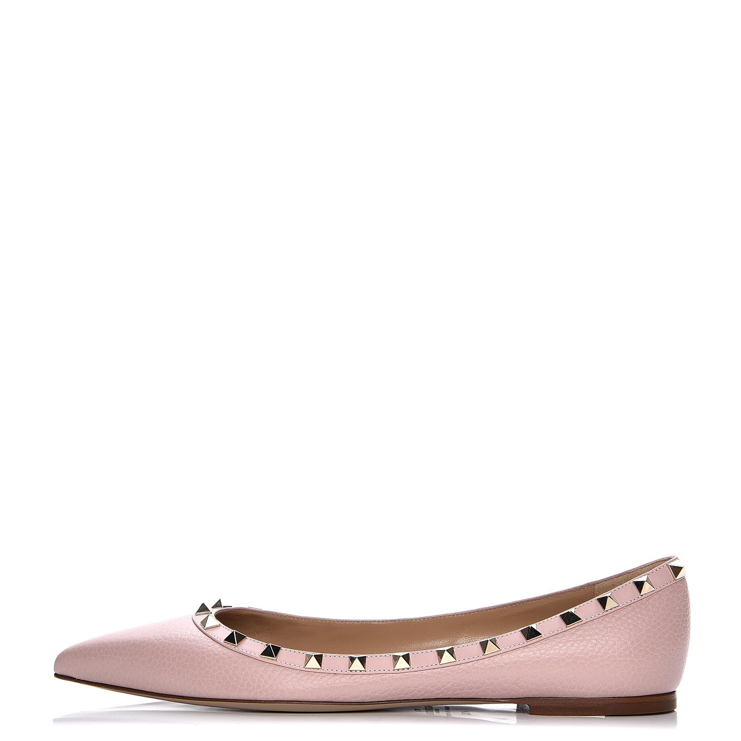 Pebbled Calfskin Rockstud Ballerina Flats 41.5 Water Rose